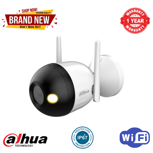 DAHUA DH-F2C-LED BULLET C1 4MP Fixed Focal Wi-Fi Bullet Network Camera RJ45 Ethernet & wifi connectivity  Smart PSS DSS DMSS Management Software Micro SD Card Slot Built in Mic & Speakers Full Color