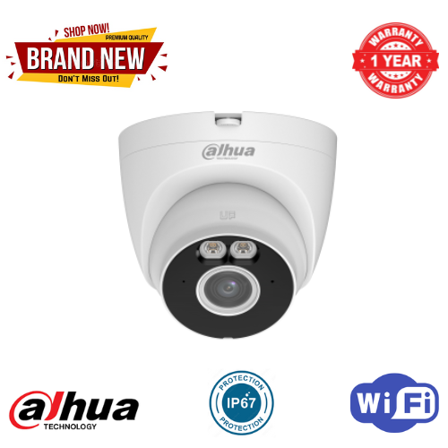 DAHUA DH-T4A-LED Dome 4MP Fixed-focal Wi-Fi Bullet Network Camera RJ45 Ethernet & wifi connectivity Smart PSS DSS DMSS management software Micro SD card built in mic Support AI human detection