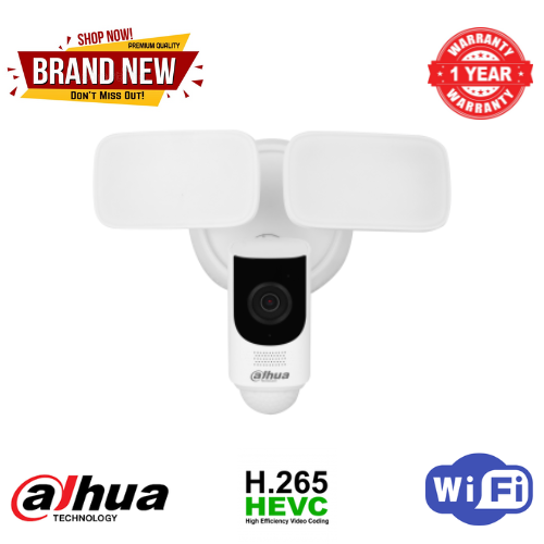 DAHUA DH-IPC-WL46A FLOODLIGHT 4MP Fixed-focal Floodlight Network Camera wifi connectivity DMSS management software FTP Micro SD card Built-in microphone and speaker  AI human/Vehicle detection