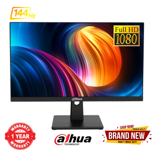 Brand New Dahua B221B 24.5'' FHD Monitor 1920x1080 Ultra-narrow bezel Metal base HDMI + DP +Audio Out back, Accessories: HDMI cable, Adapter, base, 144Hz  Refresh Rate, 1 Year Warranty