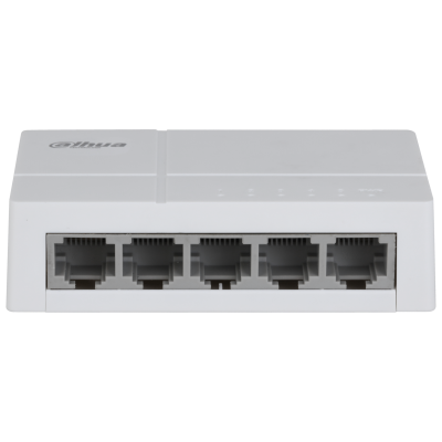 DAHUA SF1005L5: 5-Port Unmanaged Ethernet Switch with 10/100 Mbps adaptive ports, compact design, plug & play, reliable high-speed connectivity for home & office networks.