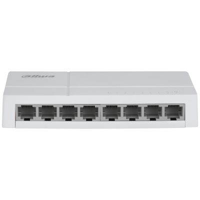 DAHUA SF1008L: 8-Port Unmanaged Ethernet Switch with 10/100 Mbps adaptive ports, compact plug & play design, reliable high-speed connectivity for home, office, and small business networks