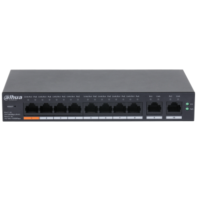 DAHUA CS4010-8ET-60 10-Port Cloud Managed Desktop Switch with 8-Port PoE RJ-45 10/100 Mbps,2 × RJ-45 10/100/1000 Mbps (uplink), 60W.