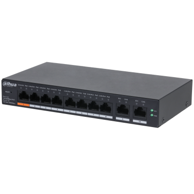DAHUA CS4010-8ET-60 10-Port Cloud Managed Desktop Switch with 8-Port PoE RJ-45 10/100 Mbps,2 × RJ-45 10/100/1000 Mbps (uplink), 60W.
