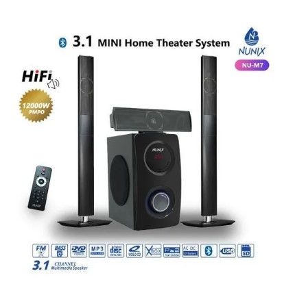 Nunix M7 3.1ch Home Theater System Speakers Bluetooth Woofer woofers Speaker Systems AC/DC Black 12000w M1 Black 12000w M7