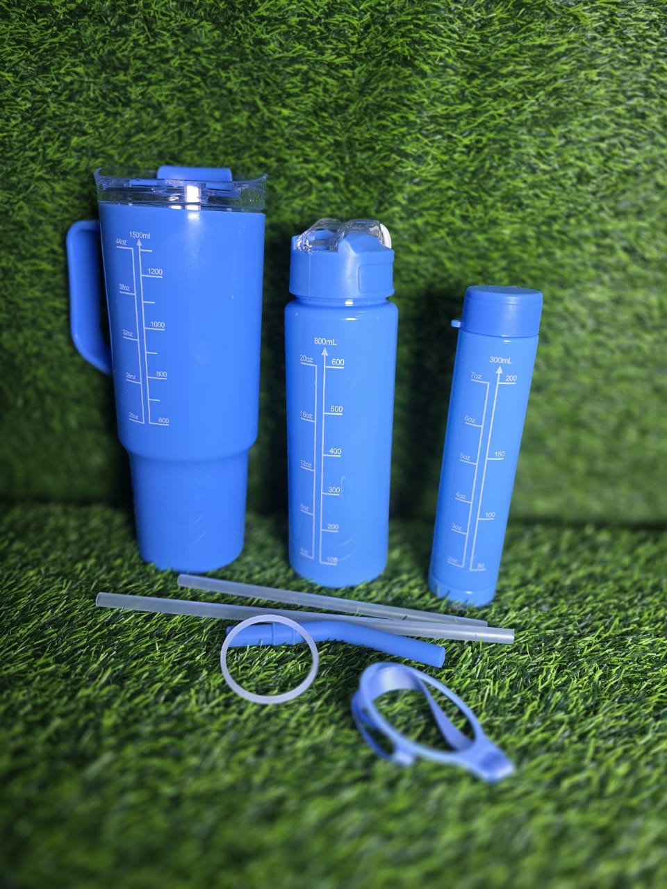 3 IN 1 Pack of 3 Water Bottles,1.5 Litres,800ML,300ML Sports Water Bottles, Leakproof & BPA Free, Motivational Water Bottles  for Outdoor Sports, Fitness, Office