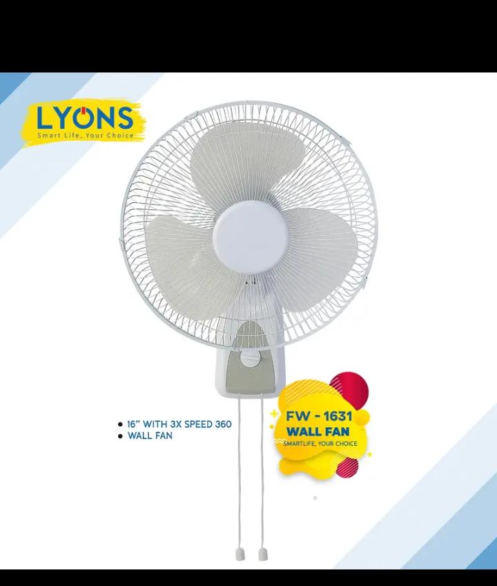🎡Cool & fresh🎡16Inches Lyons Wall mount fan.It has a powerful airflow and a quiet operation, it has a strong safety grill, a very powerful, durable motor and a speed control oscillation .