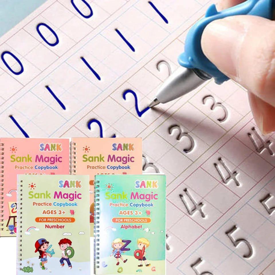 📗New In, Just For You 📙5 books Sank Magic Copy book 10 pieces refill pens.comes in a set of 5 books I e. Numbers, Alphabet, Drawings and mathematics. It has special pens which comes with refill