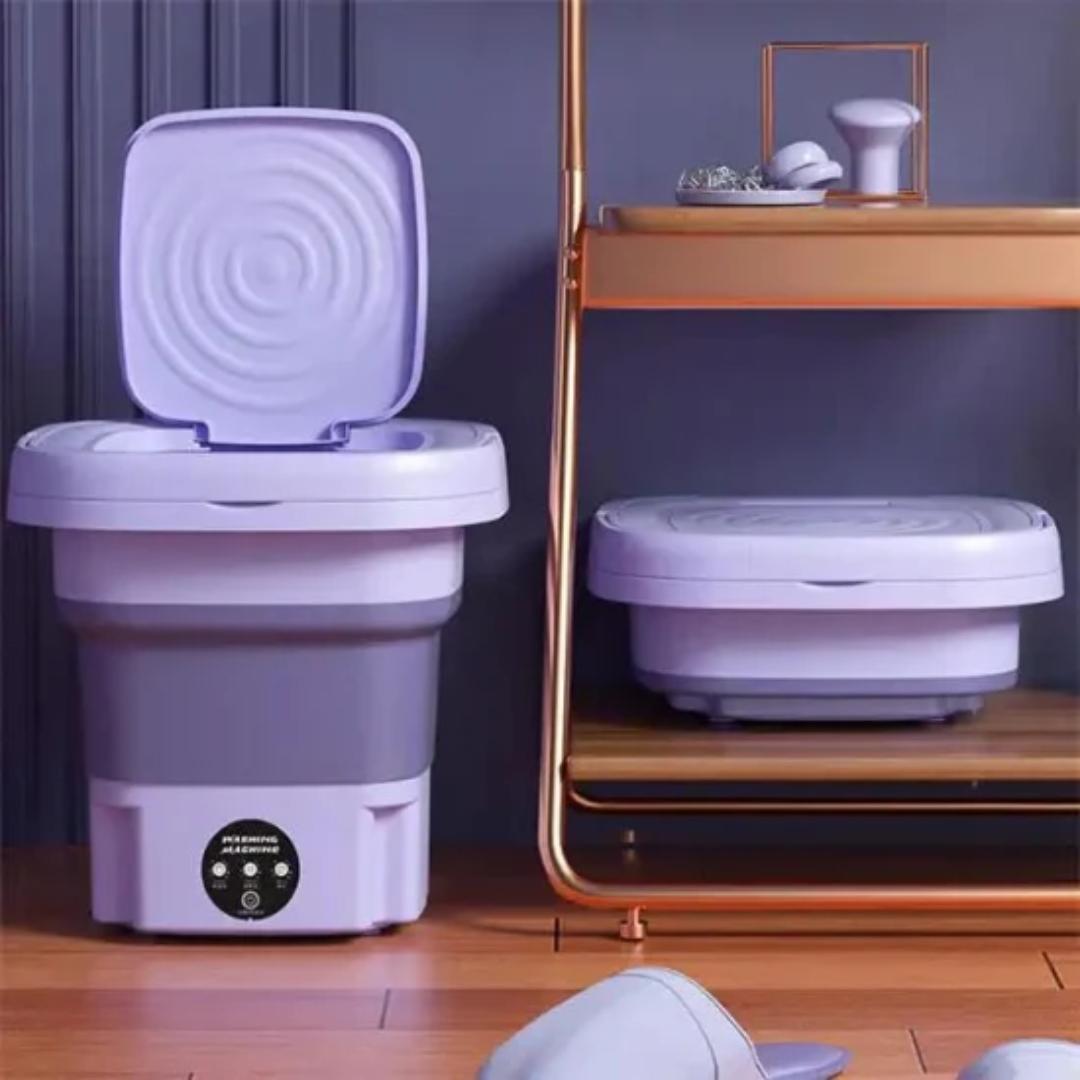 UPGRADED Mini Washing Machine // Foldable Washer Spin Dryer with Drain Basket // Portable for Travel Wash 8L