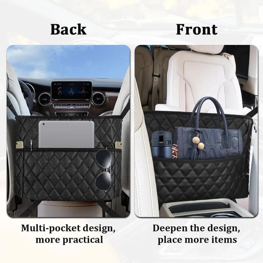 HIGH QUALITY PU LEATHER CAR IN BETWEEN SEAT ORGANIZER LEATHER PURSE HOLDER FOR CAR, BETWEEN SEATS STORAGE BAG, MESH BARRIER FOR PETS AND KIDS, FRONT SEAT GAP