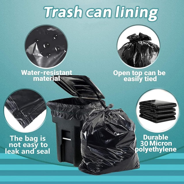 50Pcs/Set Black Garbage Bags small, medium and large sizes