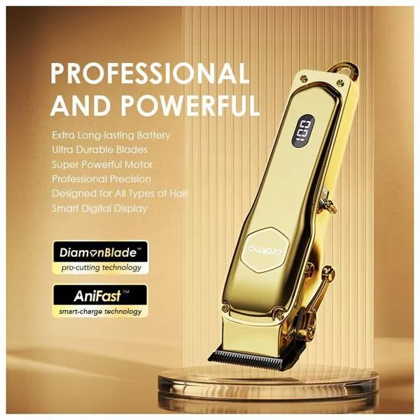 Smart Hair Clipper | 240 Min Runtime | Premium Cordless hair clipper | 4 Adjustable lengths with Zero Gap Blades | Super-Fast & Smart Charging with Digital Display | Gold OPC-CL30G