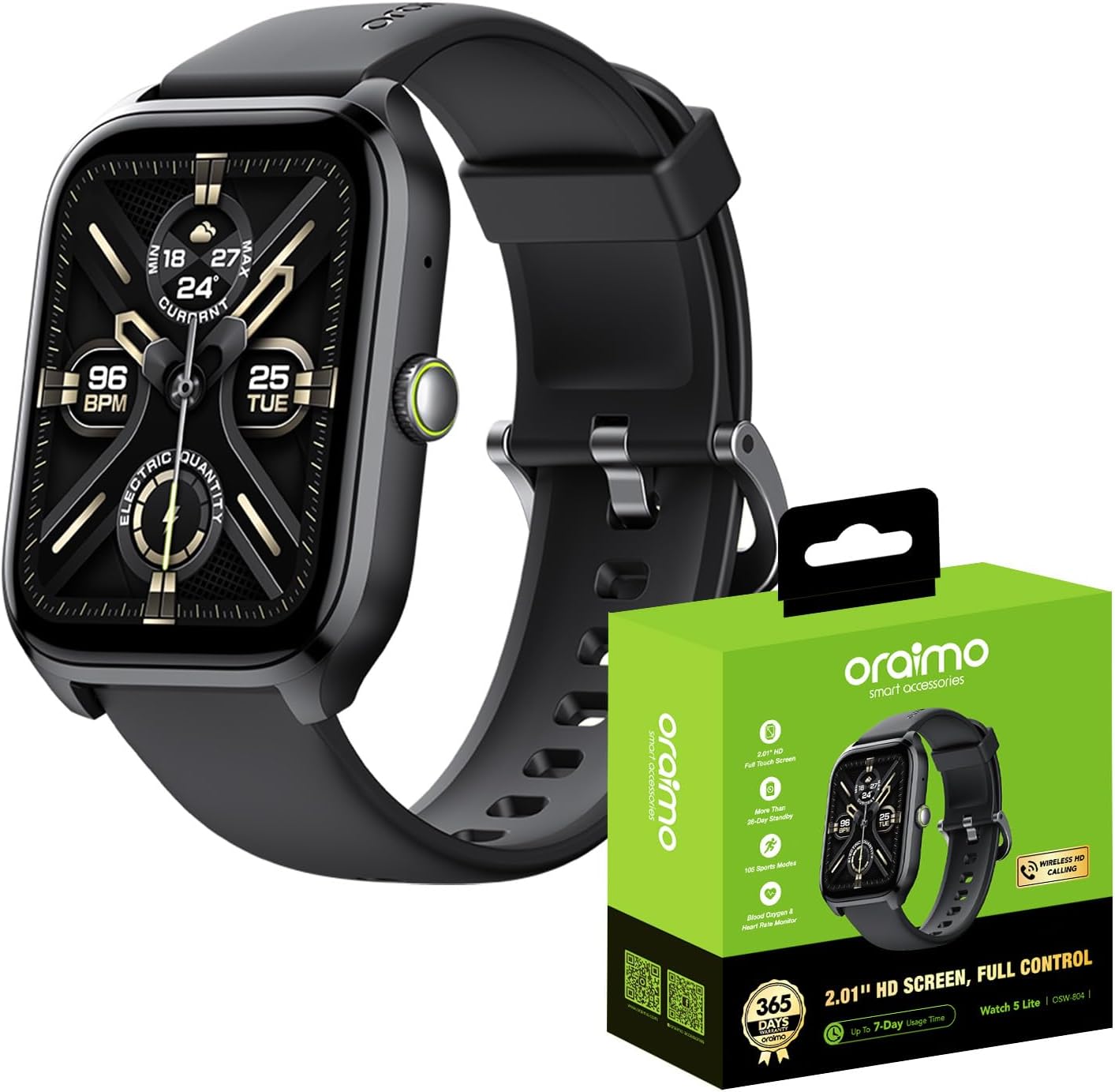 Smart Watch，2.01" HD Screen,IP68 Waterproof Fitness Watch,Long battery life,105+ Sports Trackers,Health tracking,Call Message Notification,Compatible with Android and iOS Nova 2 Lite OSW-814L