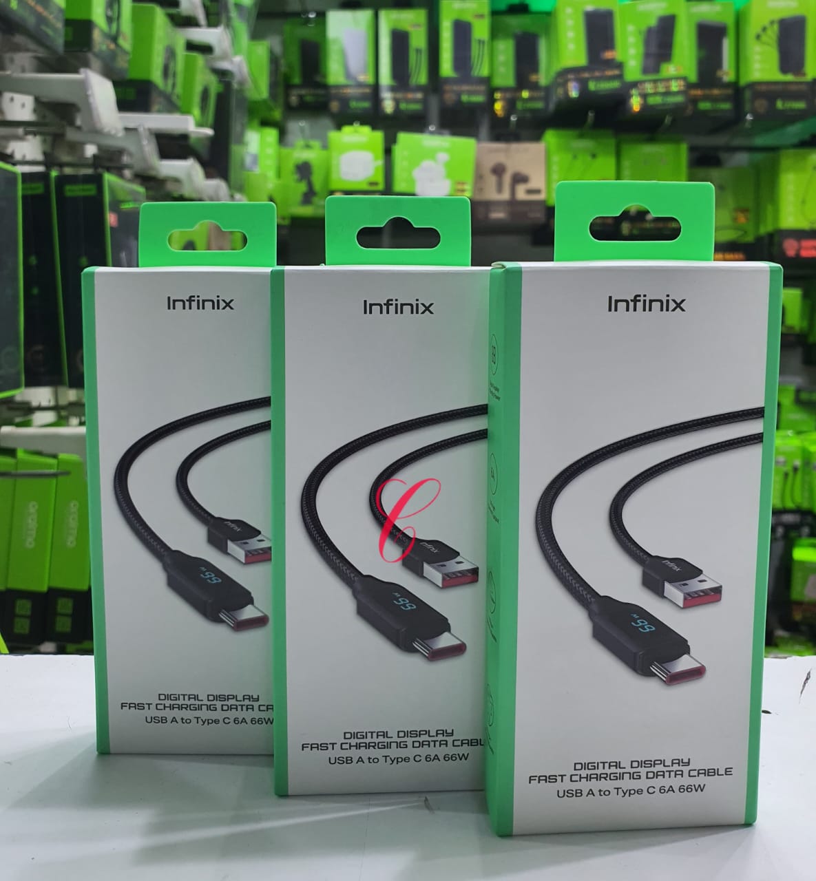 Infinix XDC76A 66W 6A Type C fast charging USB data cable with digital display