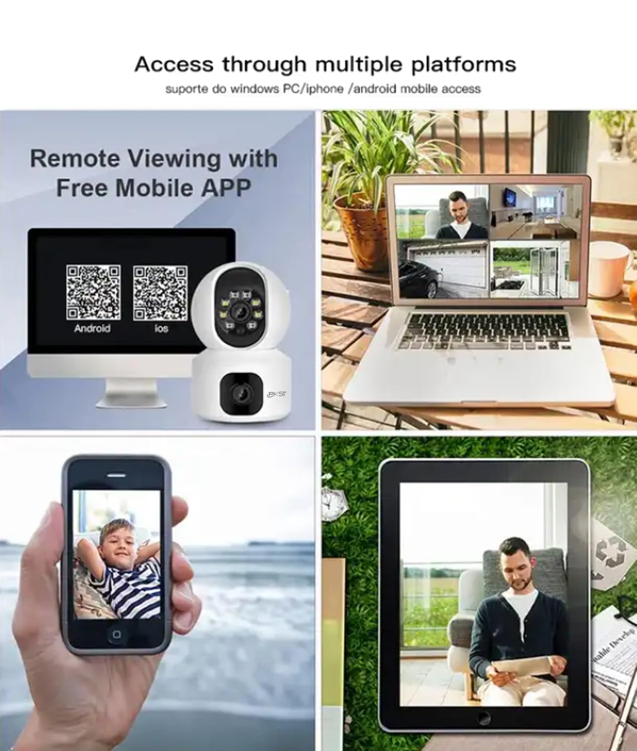 Dual Lens Smart CCTV Camera | WiFi IP Home Security Camera | Double Side View Rotating Pan & Tilt, 2 Way Talk Auto Tracking Motion Detection Indoor CCTV IP Camera