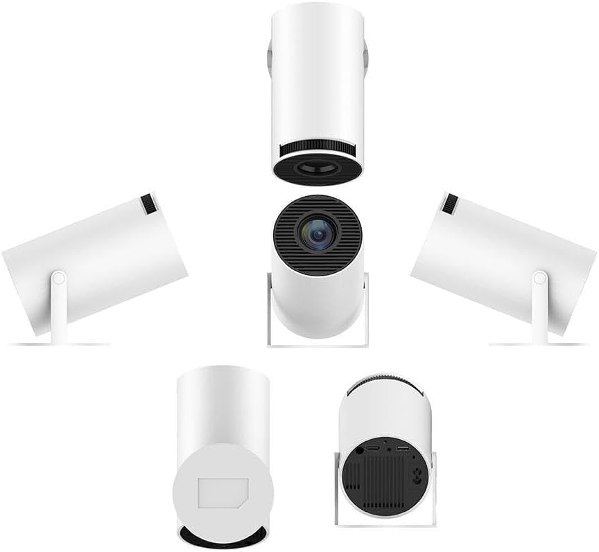 Mini Portable Projector, 1080P/200 ANSI Smart Android Projector with Wi-Fi 6, BT 5.0, Screen Adjustment, 180 Degree Rotation, Built-in Android 13.0 OS, EU PLUG, HY300