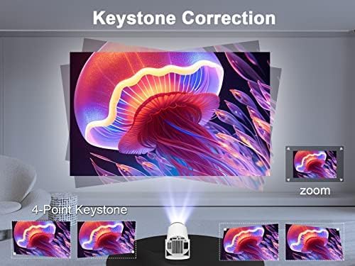 Mini Portable Projector, 1080P/200 ANSI Smart Android Projector with Wi-Fi 6, BT 5.0, Screen Adjustment, 180 Degree Rotation, Built-in Android 13.0 OS, EU PLUG, HY300