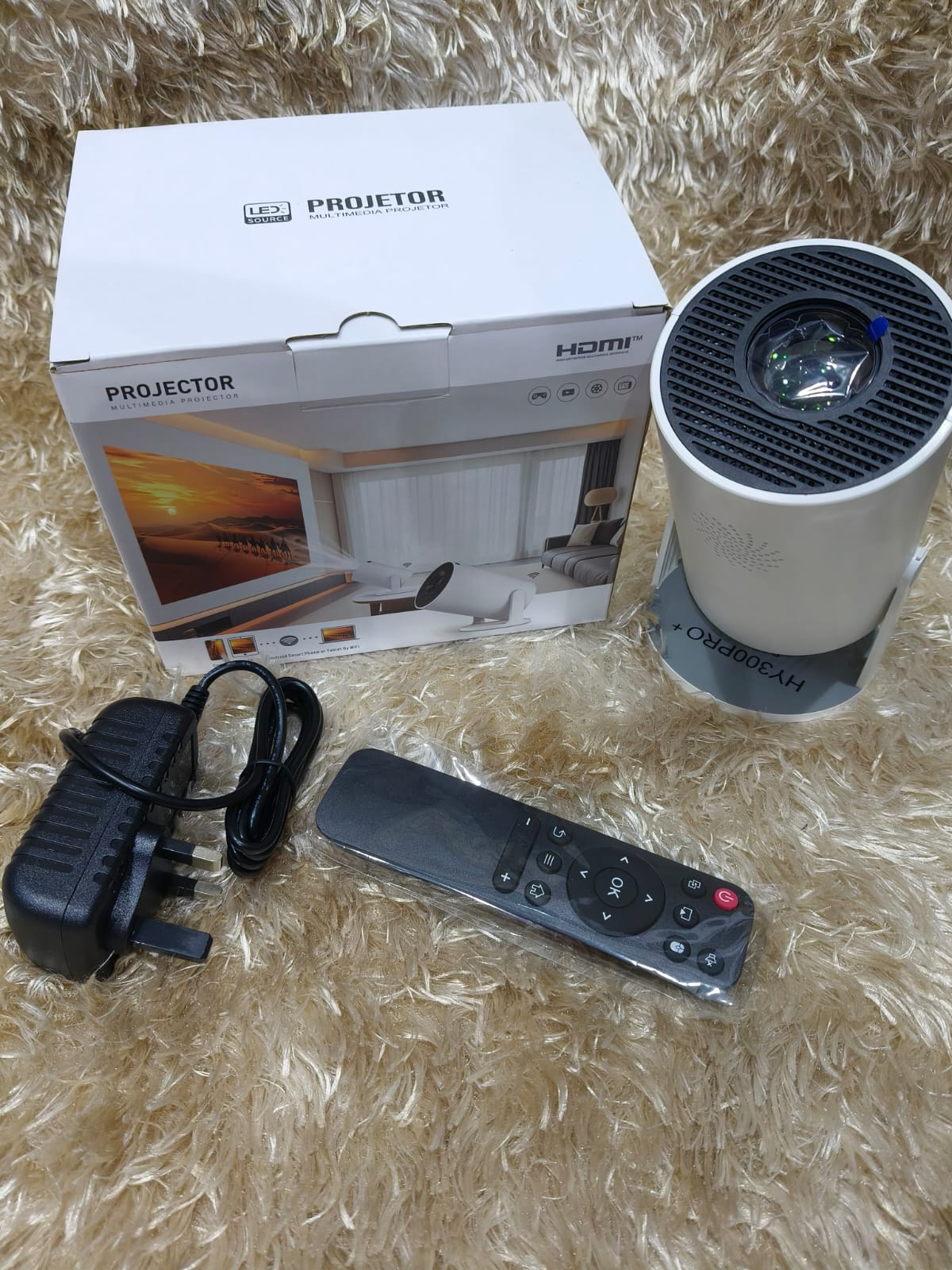 Mini Projector,HY300 Pro Smart Projector,4K Projector with Wifi 6 and Bluetooth 5,Portable Projector with Android 13, Automatic Keystone Correction,180 Degree,130 Inch Display
