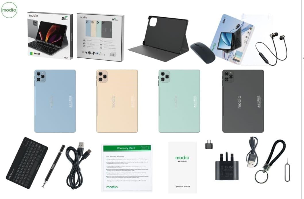 Modio M91 5G Tablet, 10.95-inch HD Display, 12GB RAM, 512GB Storage, 8000mAh Battery, Dual SIM