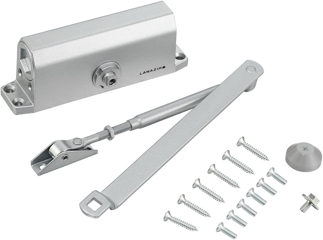 Automatic Door Closer - 60kg- Heavy Duty Single Arm Surface Mounted and Overhead Mounted Self-Closing Durable Steel Hydraulic Door Closer for Residential Glass Doors and Wooden Doors and Gates