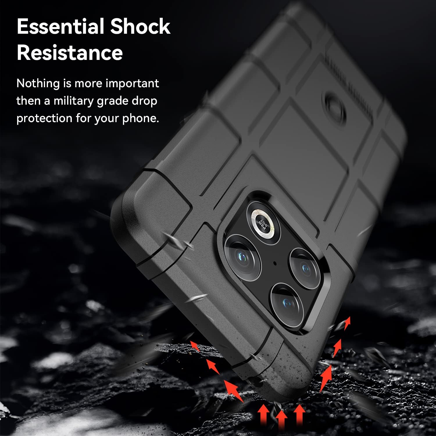 Oneplus 10 Pro 5G Case, Military Grade Drop Protective Case for Oneplus 10 Pro 5G, Heavy Duty Anti-Scratch Tough Slim TPU Bumper Phone Cover-Black