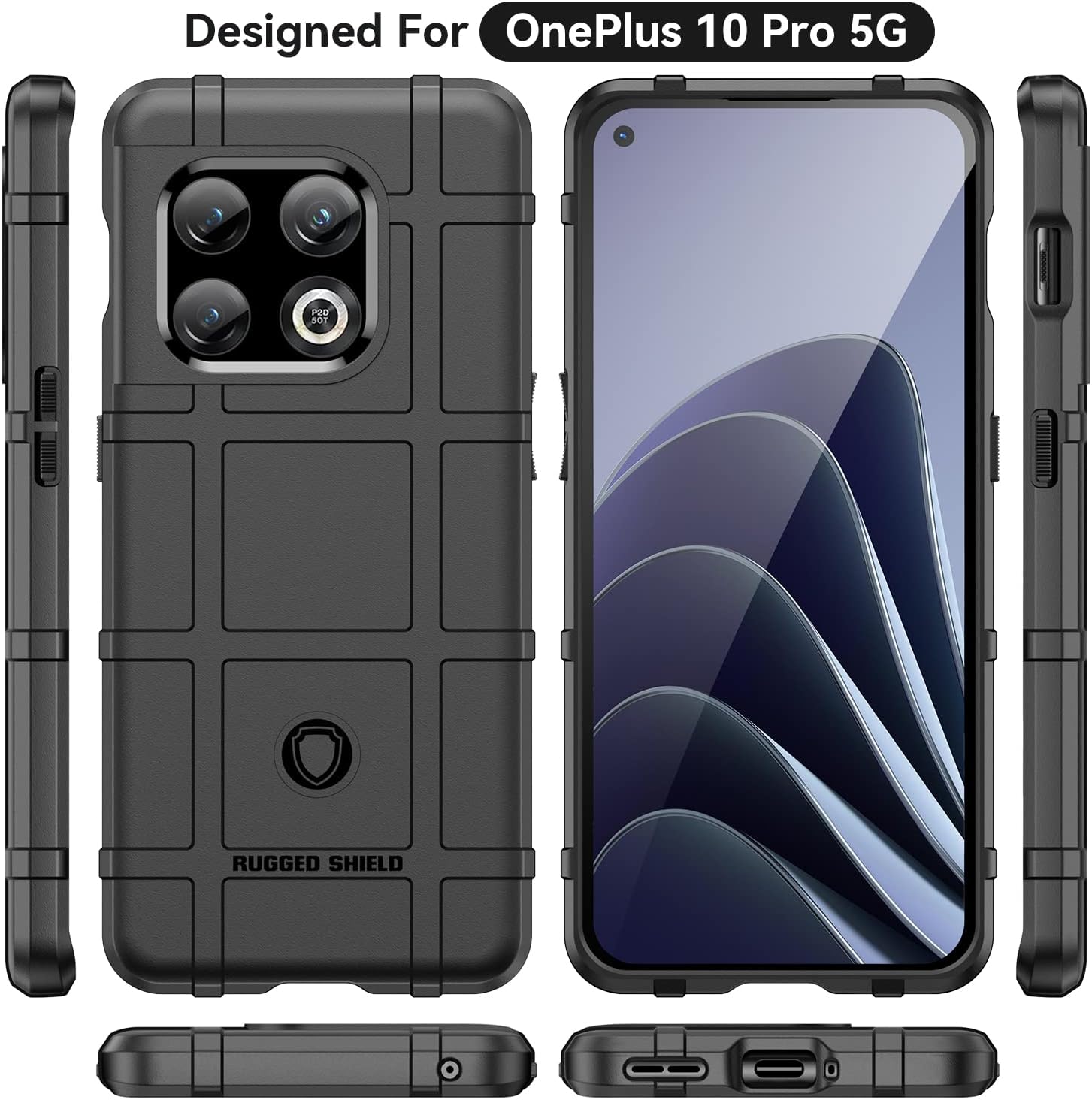 Oneplus 10 Pro 5G Case, Military Grade Drop Protective Case for Oneplus 10 Pro 5G, Heavy Duty Anti-Scratch Tough Slim TPU Bumper Phone Cover-Black