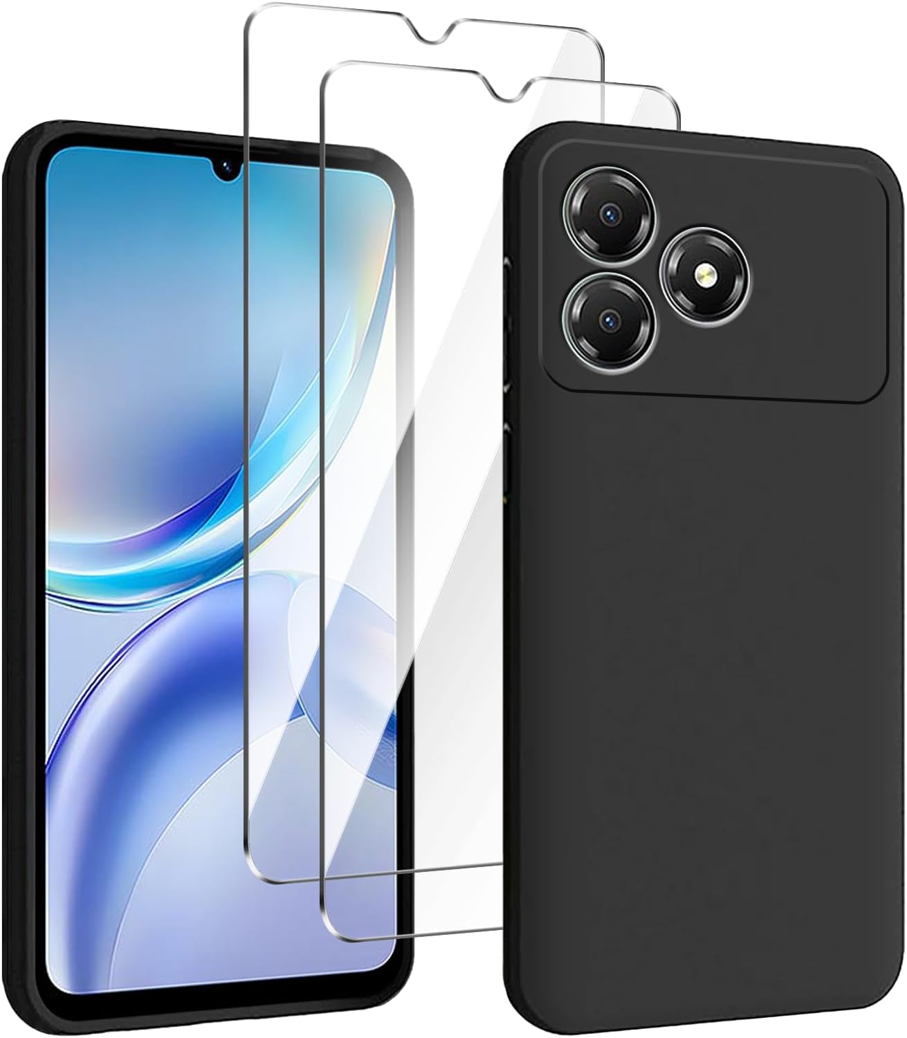 Mobile Phone Case Compatible with ZTE Blade A36, Black Soft Black Protective Case, Strong Protection Silicone Case TPU Cover (6.75 Inches)