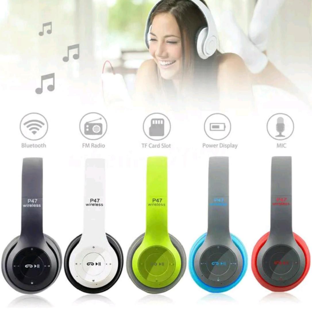 P47 Wireless Headphone With Microphone Foldable Headsets Bass HiFi Sound Music Stereo Earphone For Smartphones TV Game High Quality P47 Wireless Bluetooth Headphone Speaker Red Blue Black Green
