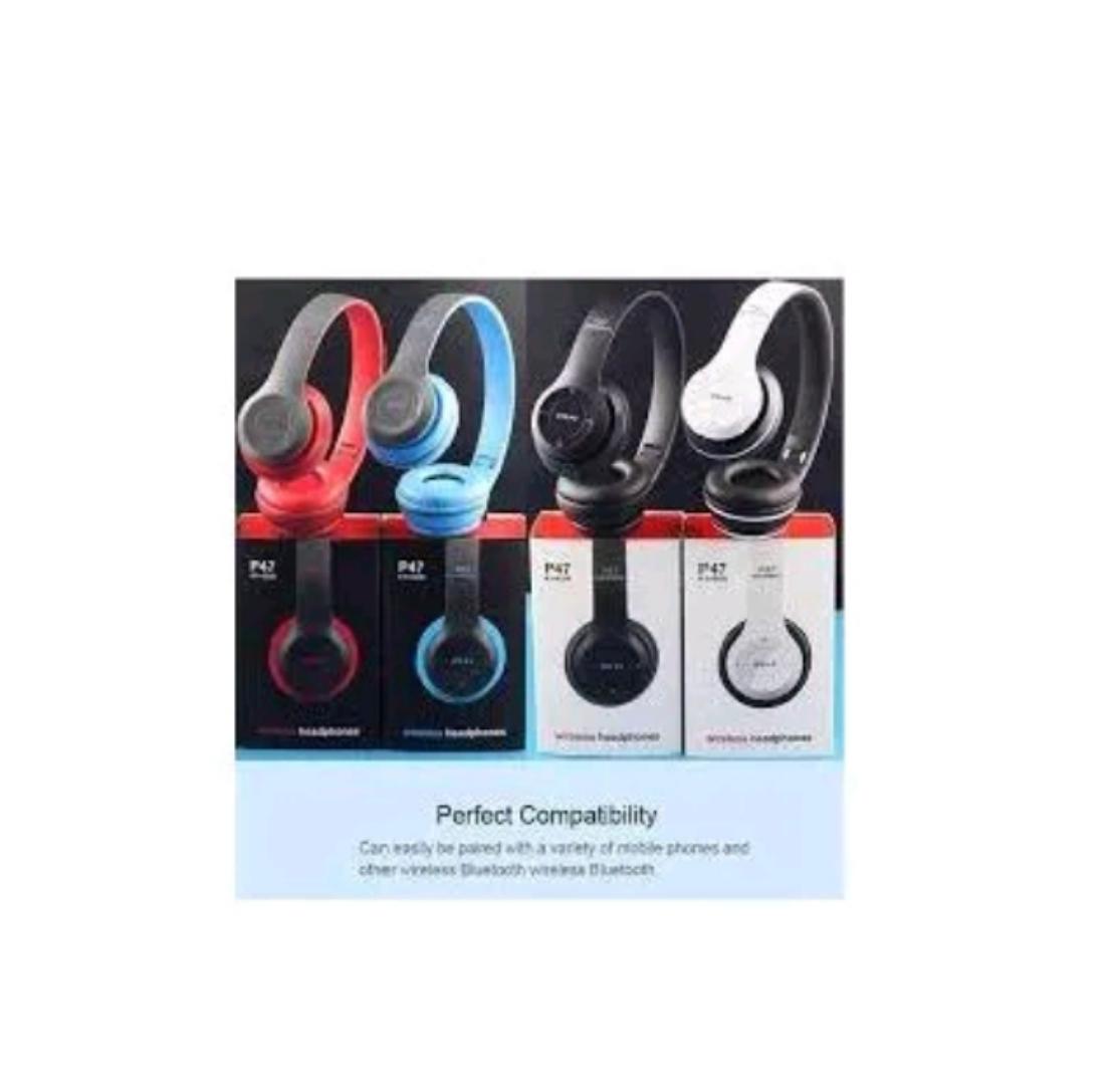 P47 Wireless Headphone With Microphone Foldable Headsets Bass HiFi Sound Music Stereo Earphone For Smartphones TV Game High Quality P47 Wireless Bluetooth Headphone Speaker Red Blue Black Green