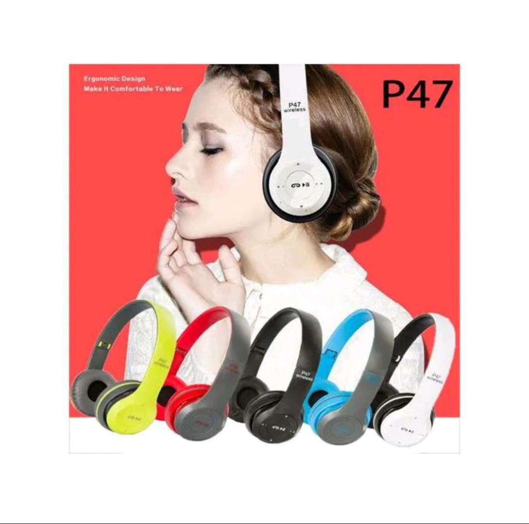 P47 Wireless Headphone With Microphone Foldable Headsets Bass HiFi Sound Music Stereo Earphone For Smartphones TV Game High Quality P47 Wireless Bluetooth Headphone Speaker Red Blue Black Green