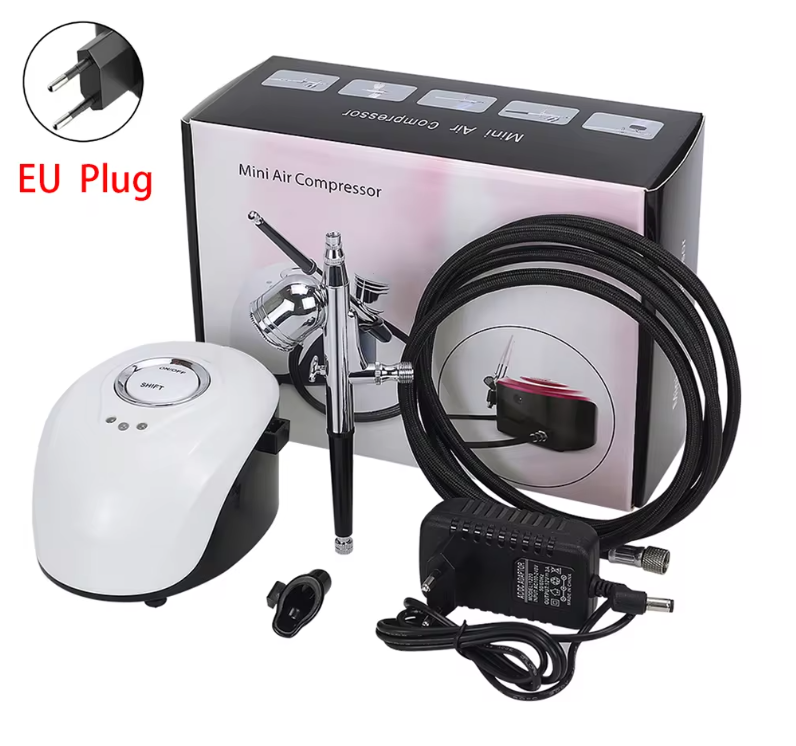 Professional Portable Airbrush Machine with Compressor for Nail Art Makeup Tattoo Cake Facial Skincare Oxygen Nano Mist Sprayer.