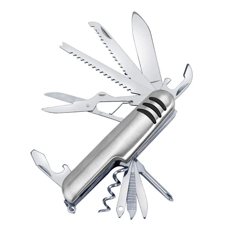 Portable 11 in 1 Fold Pocket knife Carry Around Multifunction Outdoor Emergency Tools Stainless Steel Bottle Opener Cork Drill