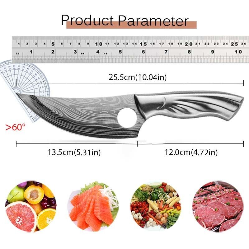 1pc Kitchen Knife 5.5INCH Meat Slicing Knife Kitchen Boning Knife Kitchen Hand Forged Butcher Knife Kitchenware for Kitchen Convenience Utility Butcher Cutting Paring Meat Cleaver Stainless Steel Japa