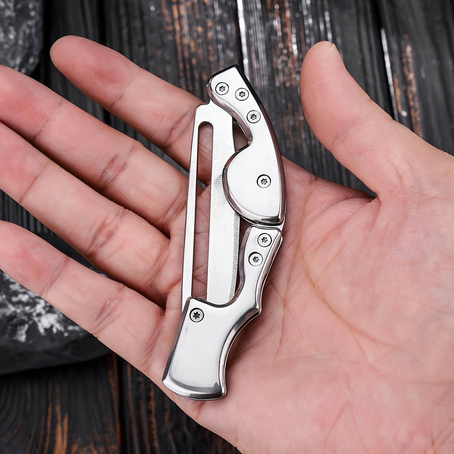 1pc Mini Pocket Folding Knife Portable Survival Knife Portable Disassembly Express Knife Portable Fruit Knife Creative Folding Method