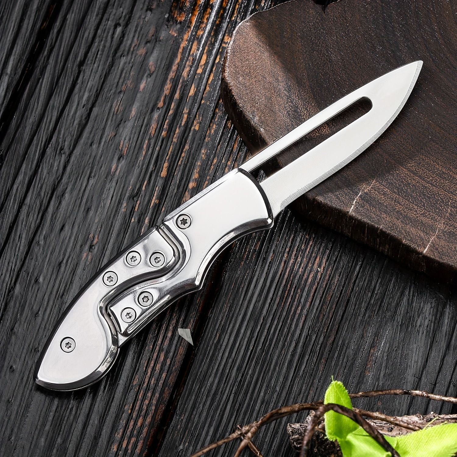1pc Mini Pocket Folding Knife Portable Survival Knife Portable Disassembly Express Knife Portable Fruit Knife Creative Folding Method