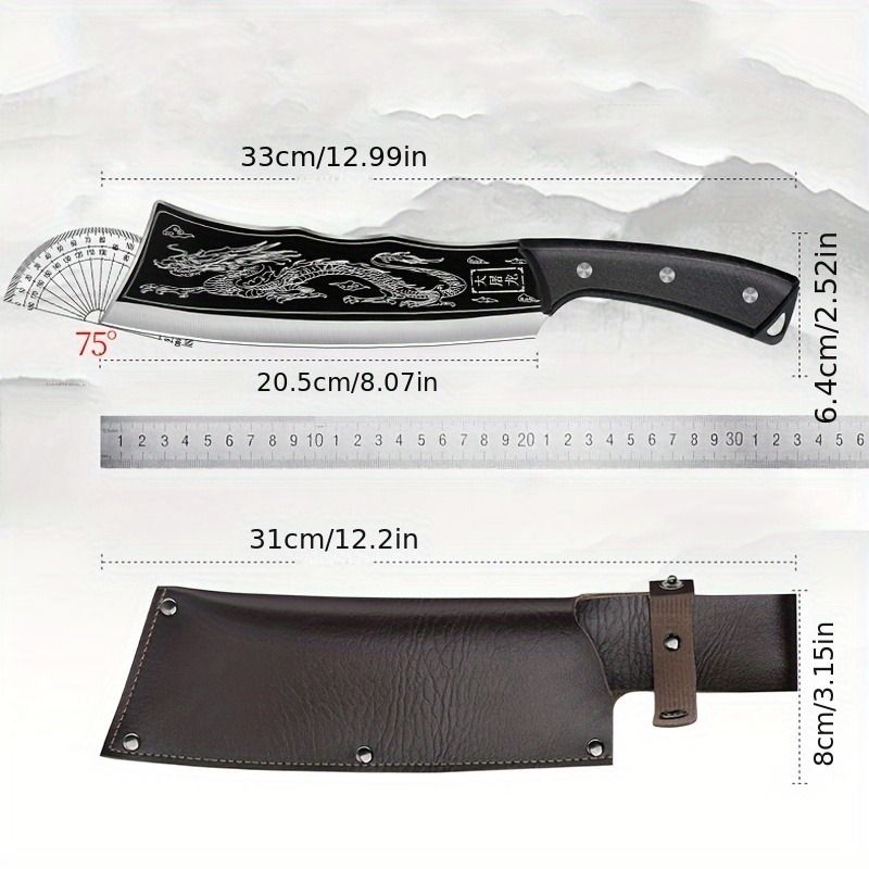 8-Inch Stainless Steel Meat Cleaver, Vegetable Knife Butcher's Knife Forged Kitchen Mince Knife Professional Handmade Meat Cleaver Chef's Knife for Home Use