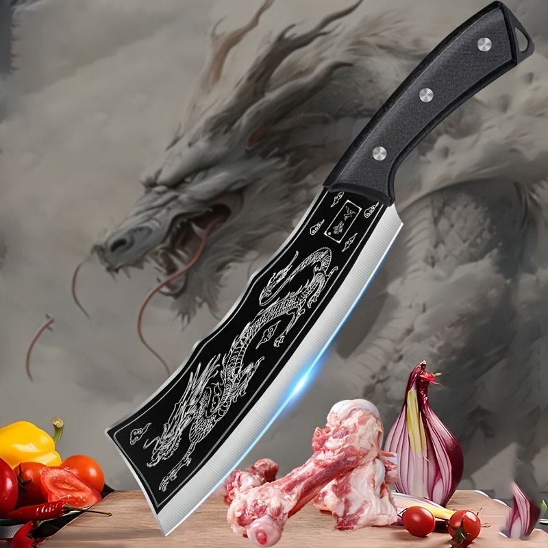8-Inch Stainless Steel Meat Cleaver, Vegetable Knife Butcher's Knife Forged Kitchen Mince Knife Professional Handmade Meat Cleaver Chef's Knife for Home Use