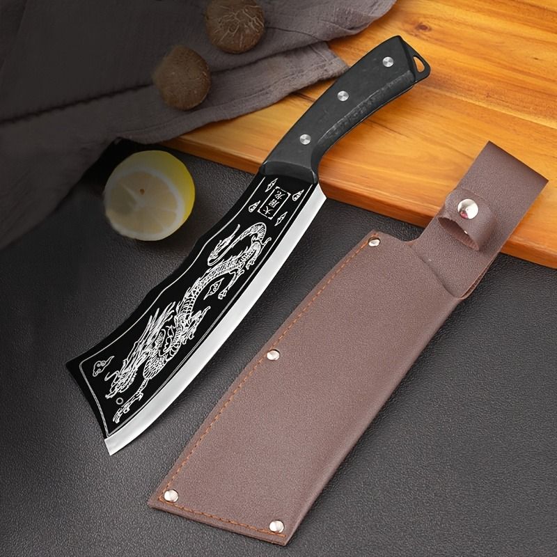 8-Inch Stainless Steel Meat Cleaver, Vegetable Knife Butcher's Knife Forged Kitchen Mince Knife Professional Handmade Meat Cleaver Chef's Knife for Home Use