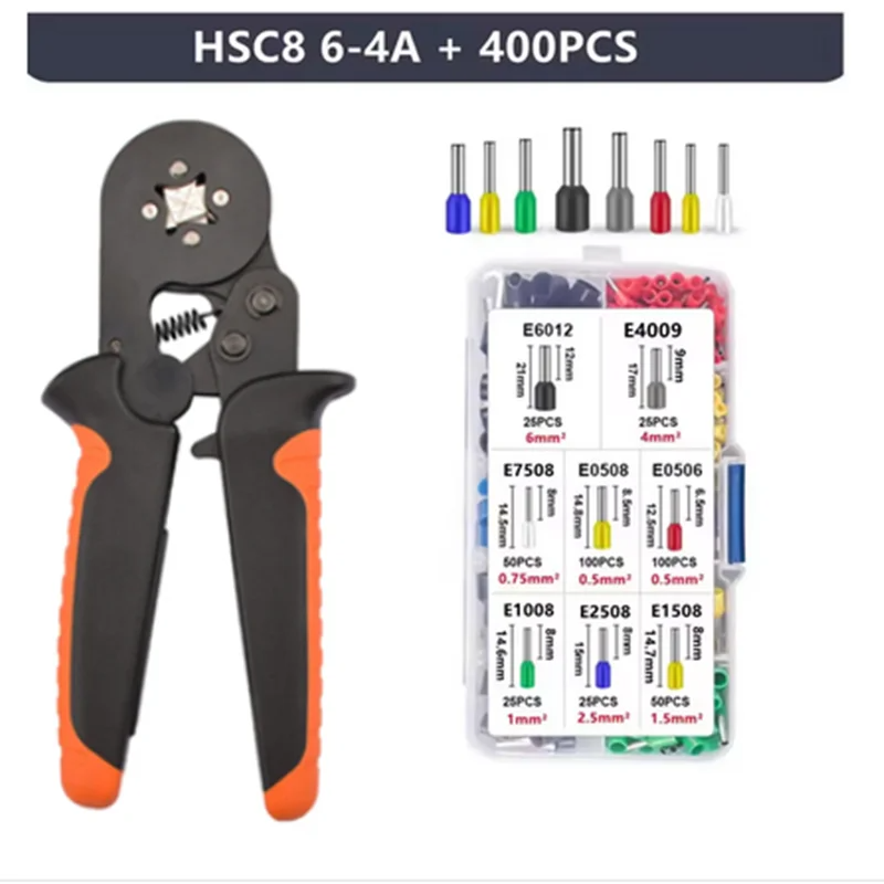 Ferrule Sleeves Terminal Crimping Tools Mini Electrical Pliers HSC8 6-4/6-6(0.25-10mm²/0.25-6mm²) Wire Connection Repair Clamp