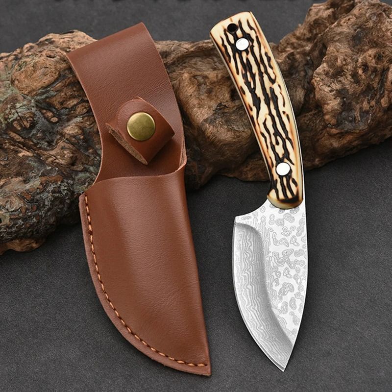 Damascus Pattern Kitchen Meat Cleaver Boning Knife Chef Peeling Fishing  Barbecue Knife Raw Fish Cutter Butcher Knife