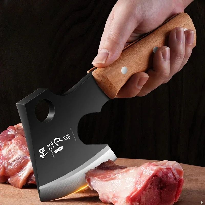 High Carbon Steel Small Axe, Bone Chopper, Large Ingredient Handling Knives. Cattle and Sheep Splitting Knives