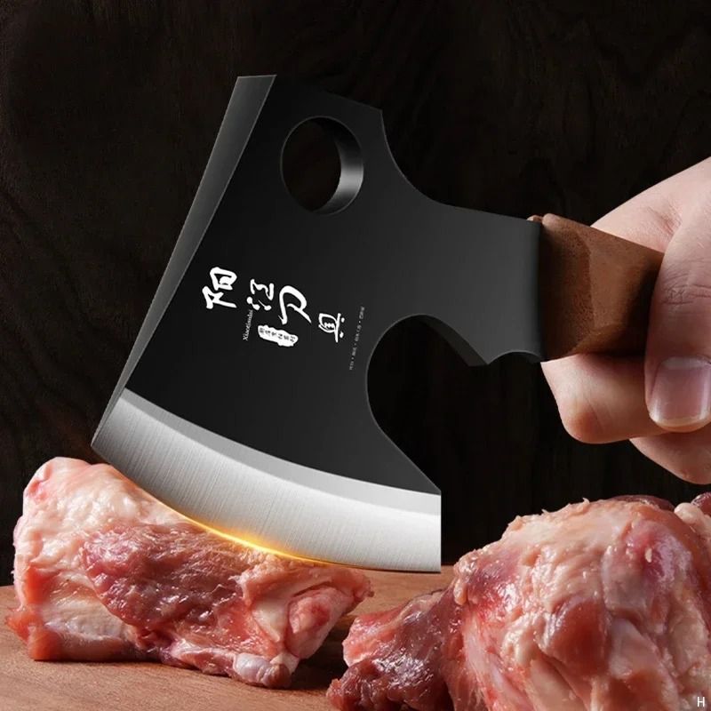 High Carbon Steel Small Axe, Bone Chopper, Large Ingredient Handling Knives. Cattle and Sheep Splitting Knives