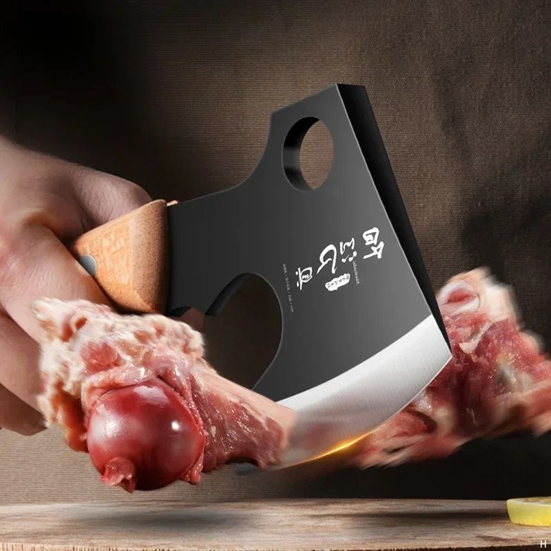High Carbon Steel Small Axe, Bone Chopper, Large Ingredient Handling Knives. Cattle and Sheep Splitting Knives