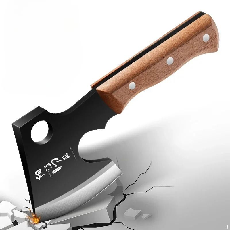 High Carbon Steel Small Axe, Bone Chopper, Large Ingredient Handling Knives. Cattle and Sheep Splitting Knives