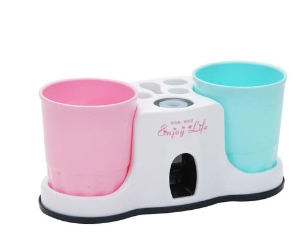 Toothbrush holder with toothpaste dispenser Wall-Mounted Toothbrush Holder with Toothpaste Dispenser &  Cup(s) Assorted - Bathroom Organizer Set