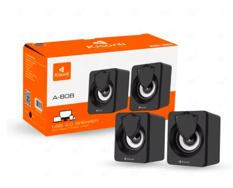 Kisonli A-808 Speaker Audio Desktop Home Woofer Wired Usb Driven Multimedia Small Speaker Portable Speaker Bluetooth Wireless Speaker Laptop Speaker Computer Speakers