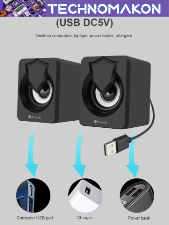 Kisonli A-808 Speaker Audio Desktop Home Woofer Wired Usb Driven Multimedia Small Speaker Portable Speaker Bluetooth Wireless Speaker Laptop Speaker Computer Speakers