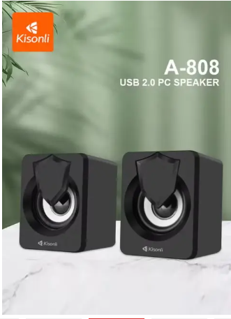 Kisonli A-808 Speaker Audio Desktop Home Woofer Wired Usb Driven Multimedia Small Speaker Portable Speaker Bluetooth Wireless Speaker Laptop Speaker Computer Speakers