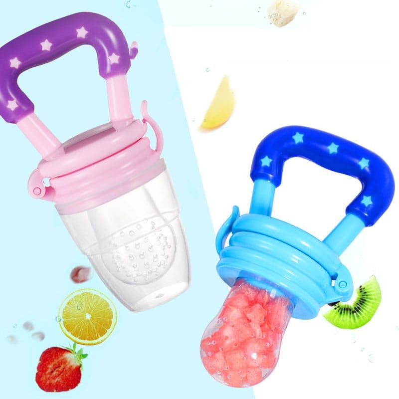 Baby Fruit Pacifier* *A baby fruit pacifier with a strong, easy-grip handle and a soft silicone mesh for holding small fruit pieces. It helps babies enjoy fresh flavors safely and also soothes teeth