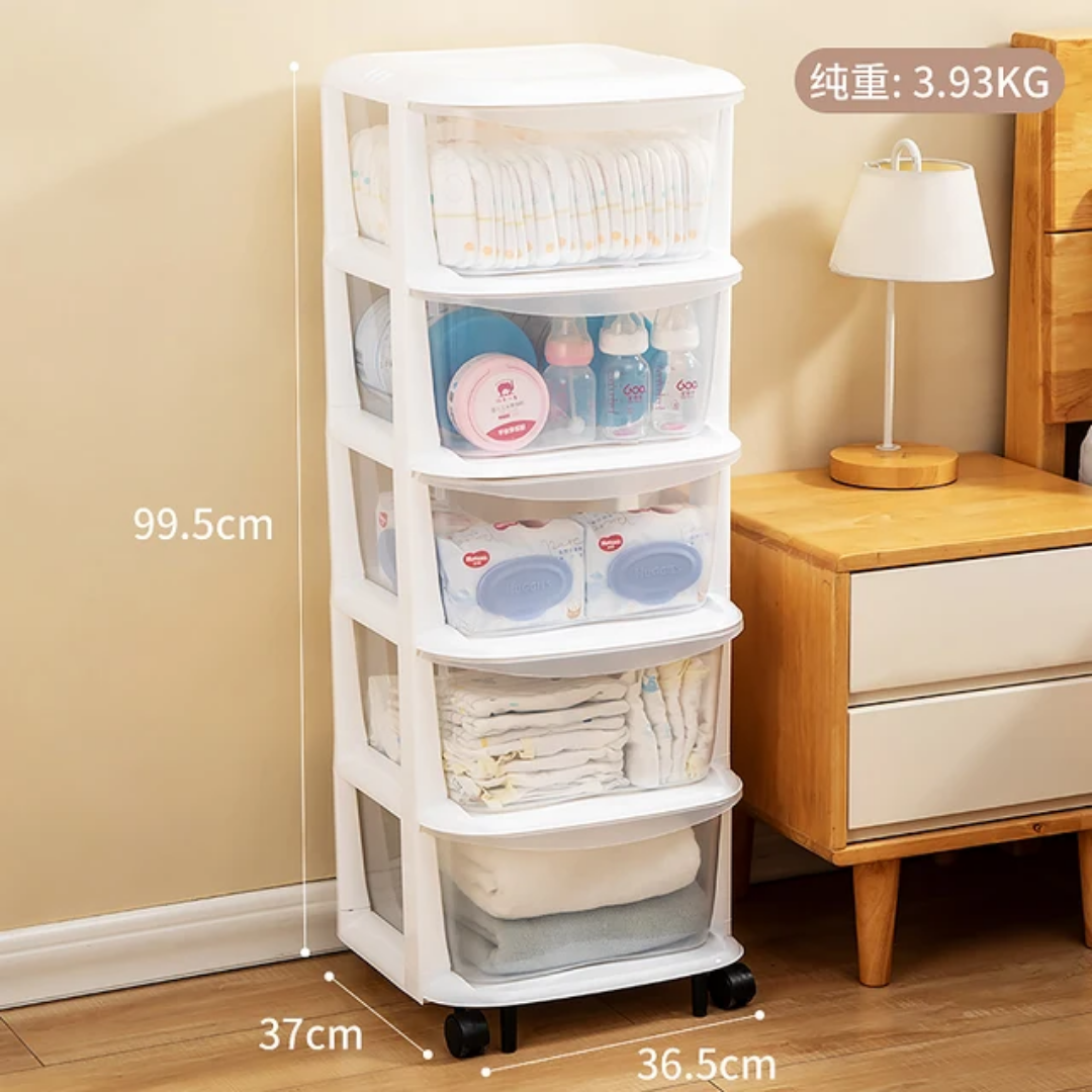 Multifunctional Multi Storage Cabinet 5 Layer with wheels and fitted with excellent storage drawers